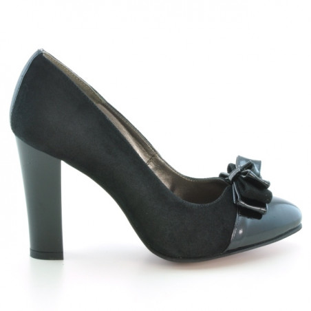 Scarpe eleganti donna 1226 vernice nera+nero antilope
