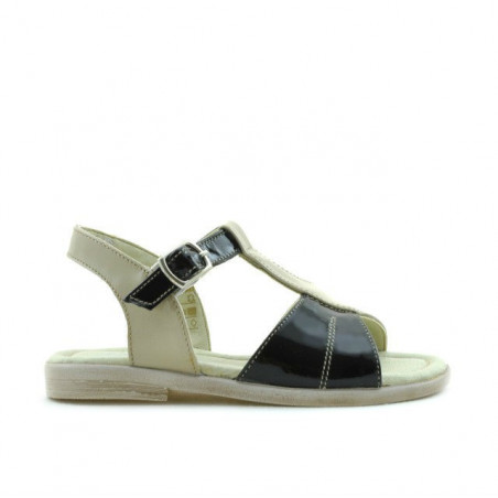 Sandali per bambini piccoli in vernice beige+nero 40c