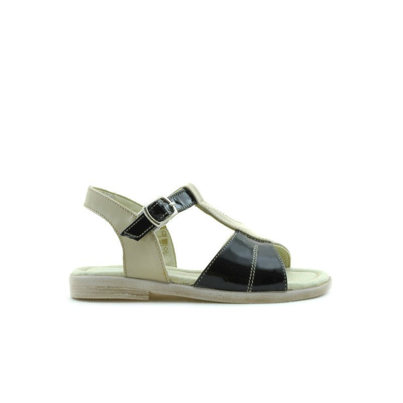Sandali per bambini piccoli in vernice beige+nero 40c