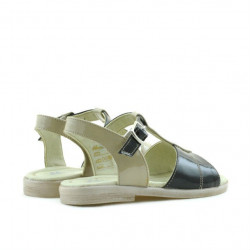 Sandali per bambini piccoli in vernice beige+nero 40c