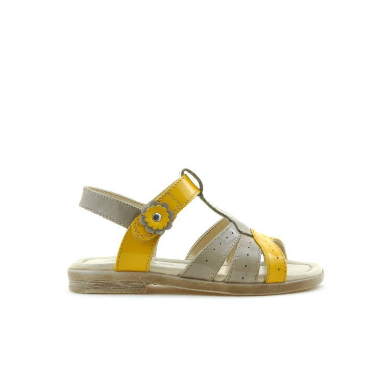 Sandali bambini piccoli 18c vernice cappuccino+giallo