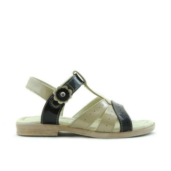 Sandali per bambini piccoli 18c vernice beige+nero