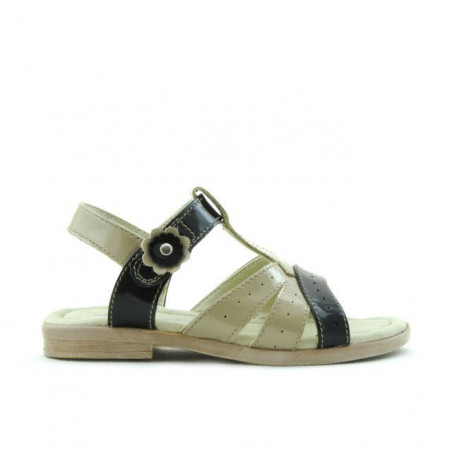 Sandali per bambini piccoli 18c vernice beige+nero