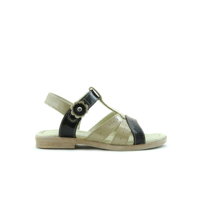 Sandali per bambini piccoli 18c vernice beige+nero
