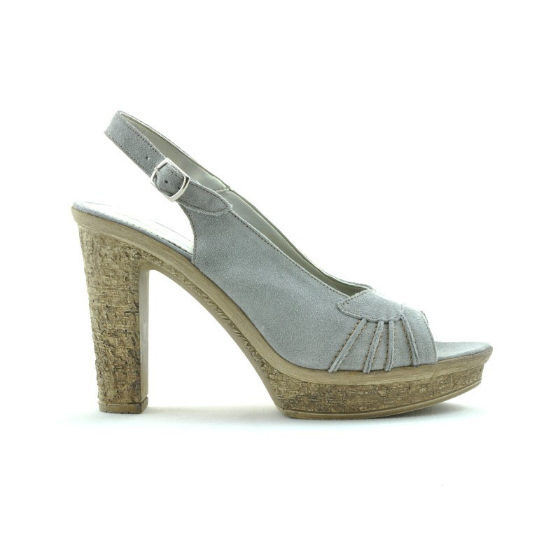 Sandali donna 597 grigio chiaro velluto