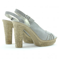 Sandali donna 597 grigio chiaro velluto