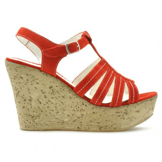 Sandali donna 598 rosso corallo velluto