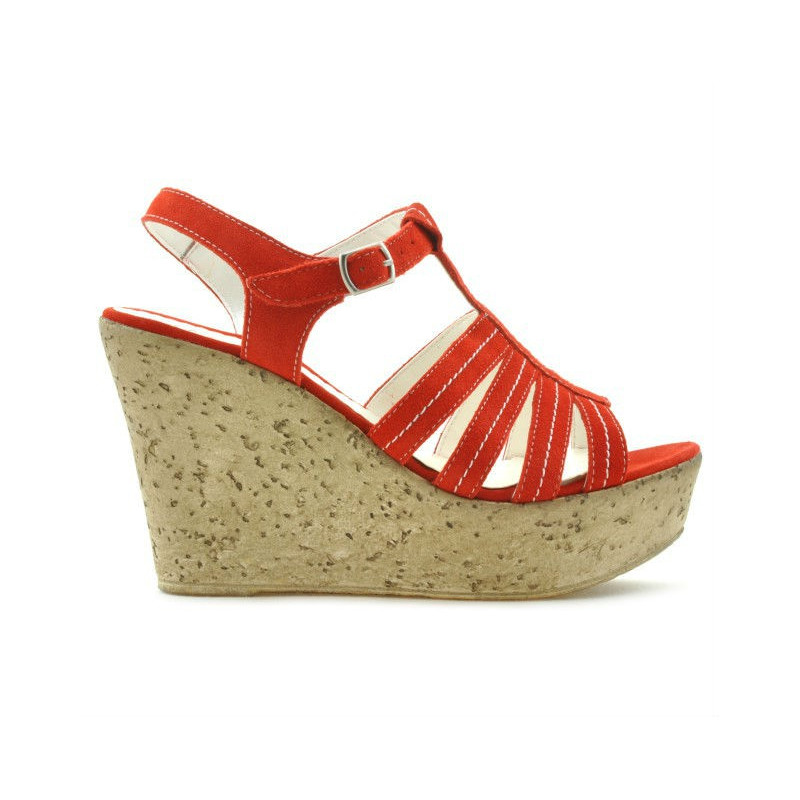 Sandali donna 598 rosso corallo velluto