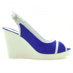 Sandali donna 5000 indaco velluto+bianco