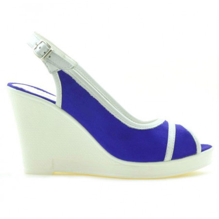 Sandali donna 5000 indaco velluto+bianco