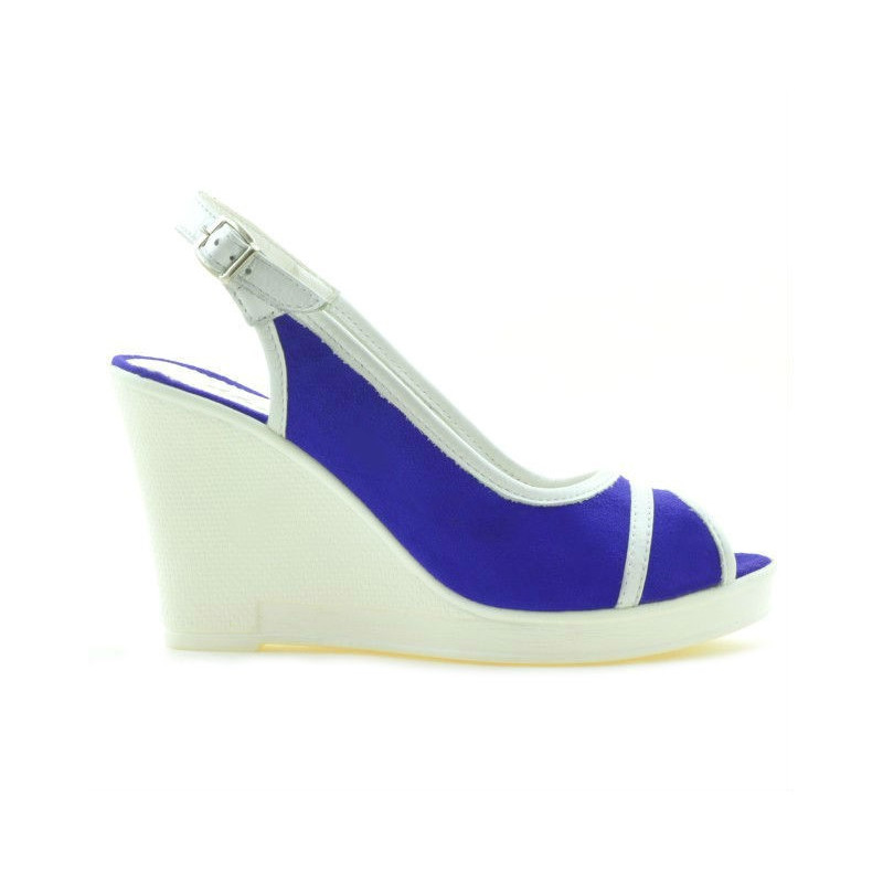 Sandali donna 5000 indaco velluto+bianco