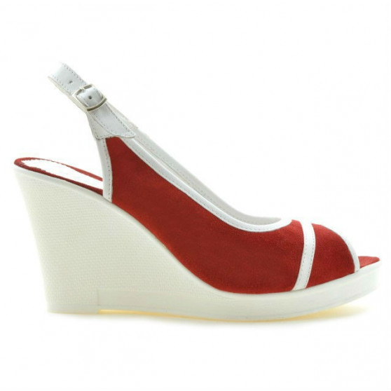 Sandali donna 5000 rosso velluto+bianco