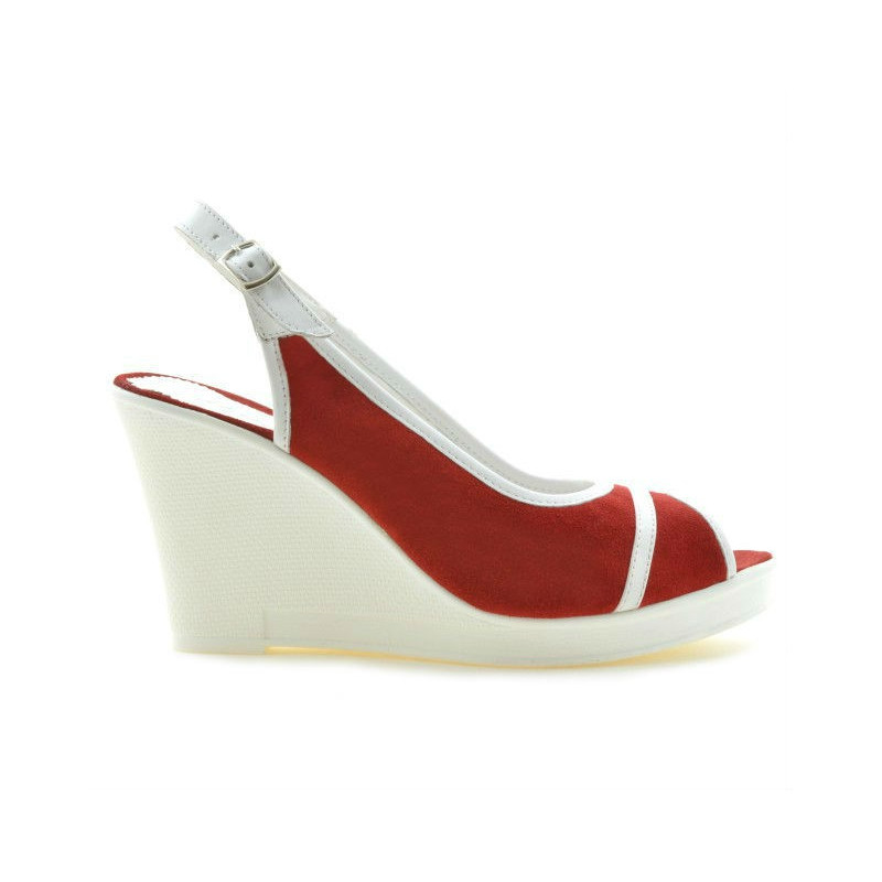 Sandali donna 5000 rosso velluto+bianco