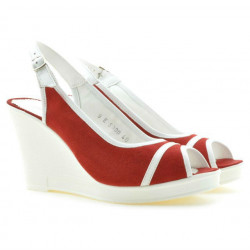 Sandali donna 5000 rosso velluto+bianco