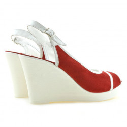 Sandali donna 5000 rosso velluto+bianco