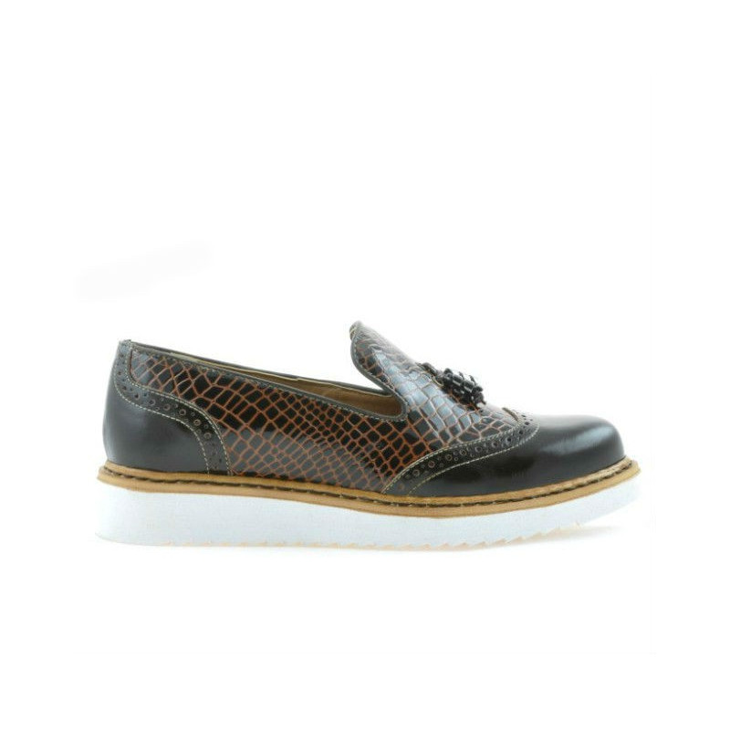 Scarpe casual donna 659 vernice caffè combinato