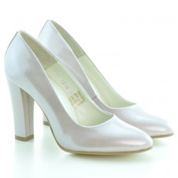 Scarpe eleganti donna 1214 vernice beige madreperlato
