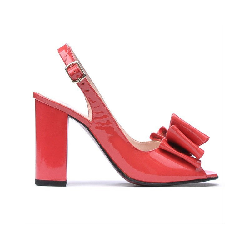Sandali donna 1256 vernice rosso corallo