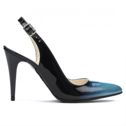Sandali donna 1249 vernice blu+nero
