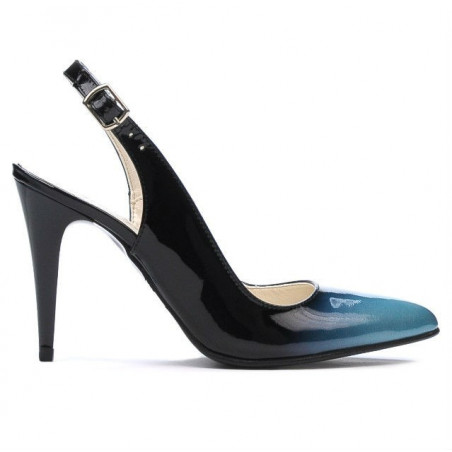 Sandali donna 1249 vernice blu+nero