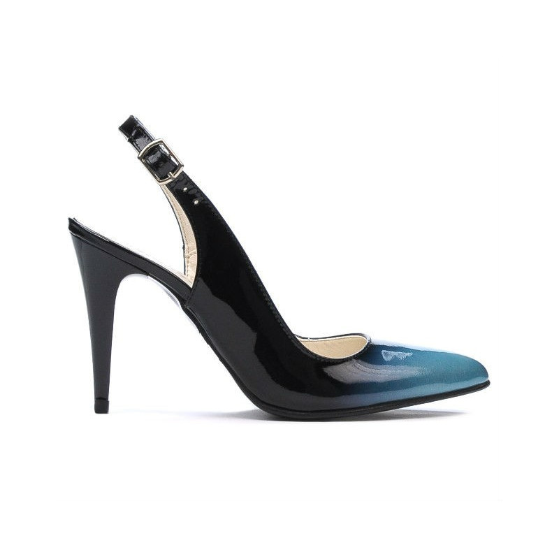 Sandali donna 1249 vernice blu+nero