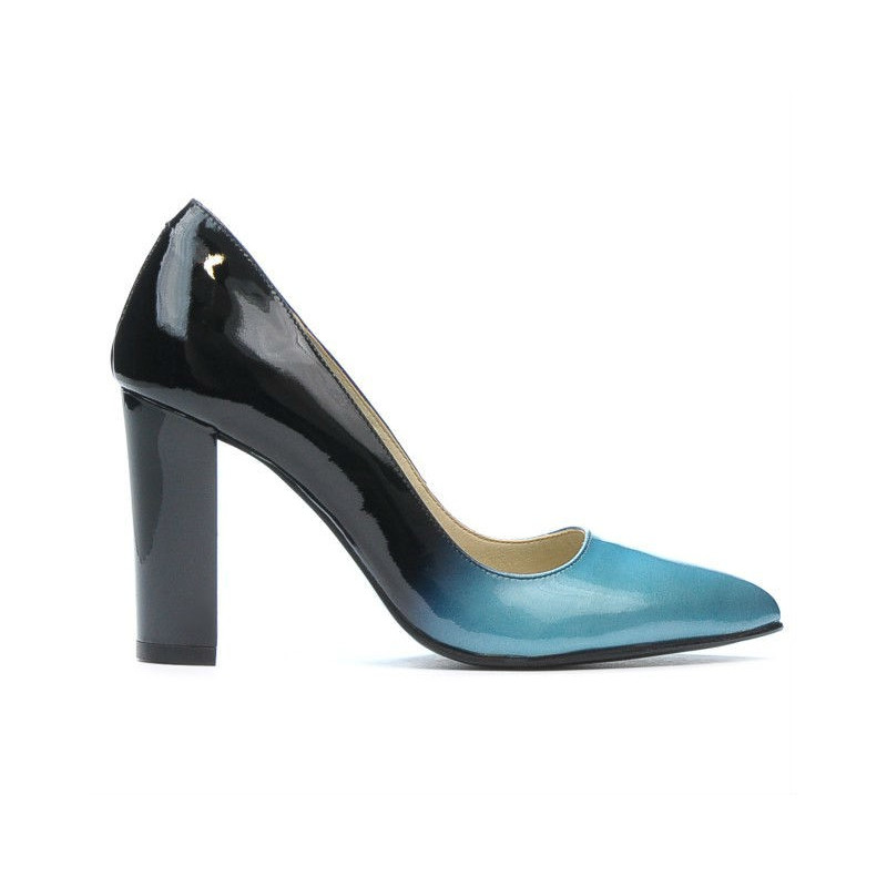 Scarpe eleganti donna 1261 vernice blu+nero