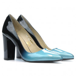 Scarpe eleganti donna 1261 vernice blu+nero