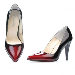 Scarpe eleganti donna 1246 vernice bordeaux+nero
