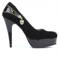 Scarpe eleganti donna 1201 nero antilope + vernice nera