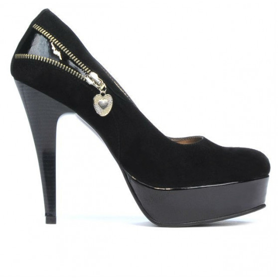 Scarpe eleganti donna 1201 nero antilope + vernice nera