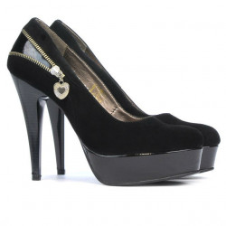 Scarpe eleganti donna 1201 nero antilope + vernice nera
