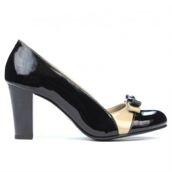 Scarpe eleganti donna 1227 vernice nero+beige