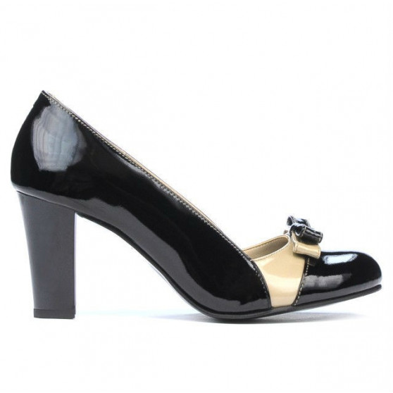 Scarpe eleganti donna 1227 vernice nero+beige