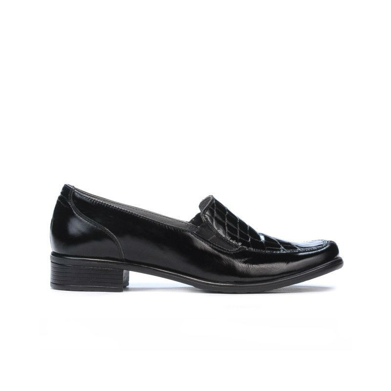 Scarpe casual donna 649 coccodrillo vernice nero
