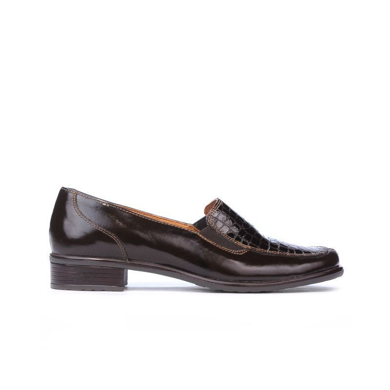 Scarpe casual donna 649 coccodrillo vernice caffè