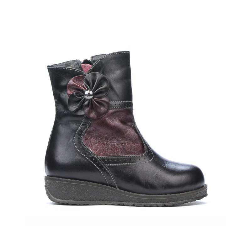 Stivali piccoli per bambini 20c nero+bordeaux