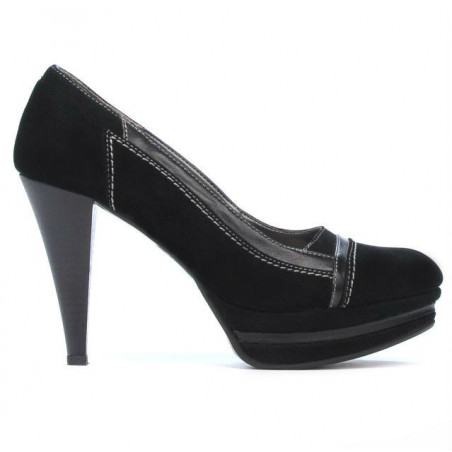 Scarpe eleganti da donna 1094 nero antilope+lacca nera