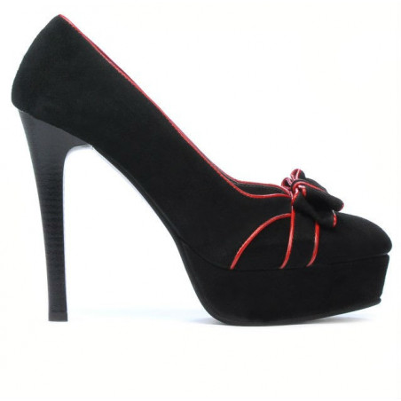 Scarpe eleganti donna 1095 nero antilope+rosso