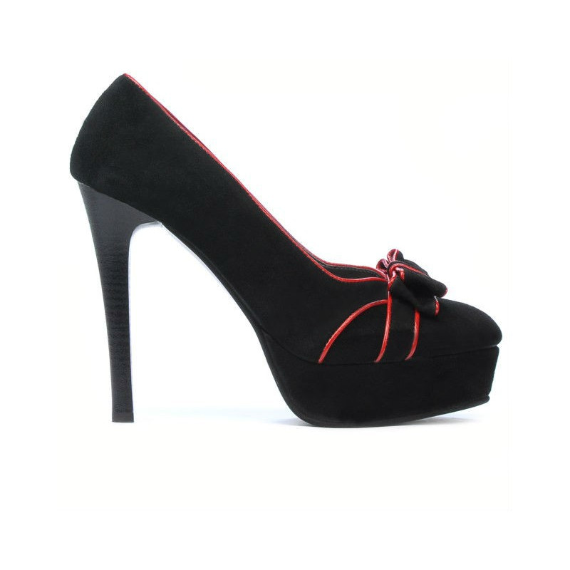 Scarpe eleganti donna 1095 nero antilope+rosso