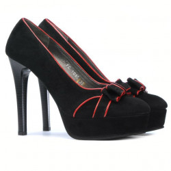 Scarpe eleganti donna 1095 nero antilope+rosso