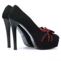 Scarpe eleganti donna 1095 nero antilope+rosso