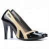 Scarpe eleganti donna 1208 vernice nero+beige