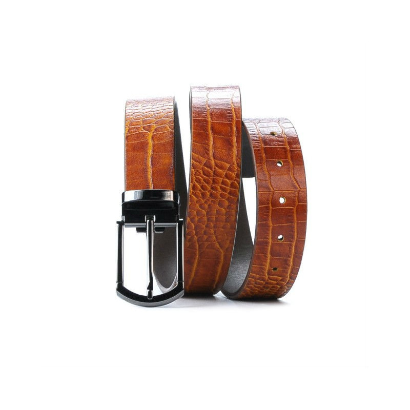 Cintura uomo 12b croco marrone cognac