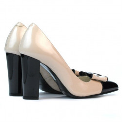 Scarpe eleganti donna 1262 vernice beige+nero