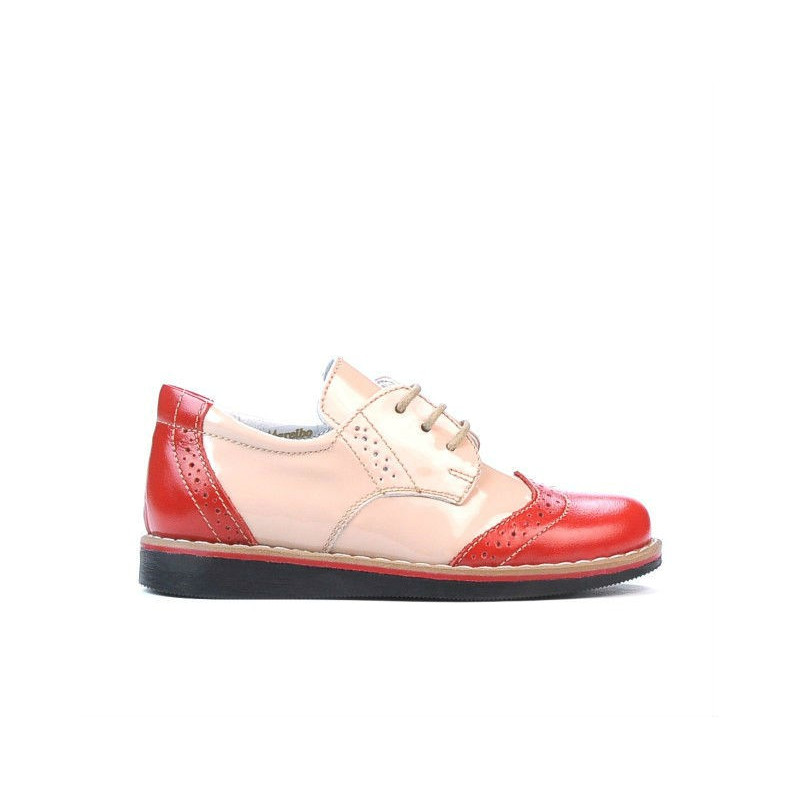 Scarpe per bambini piccoli 60c vernice rosso+beige