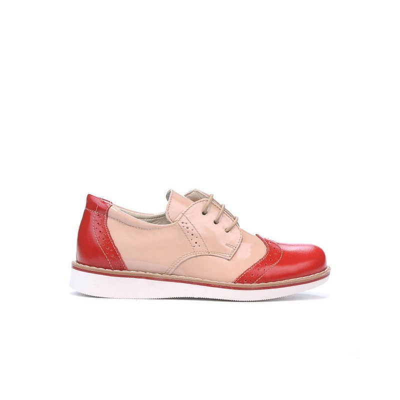 Scarpe per bambini piccoli 60c vernice rossa+beige01