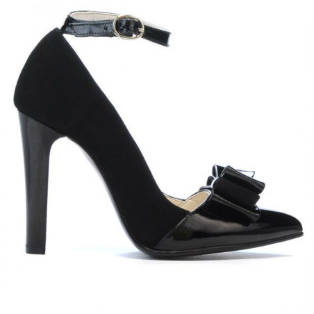 Scarpe eleganti donna 1264 antilope nero + nero vernice