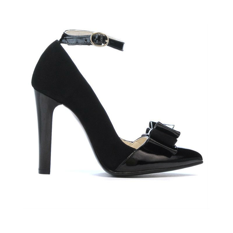 Scarpe eleganti donna 1264 antilope nero + nero vernice