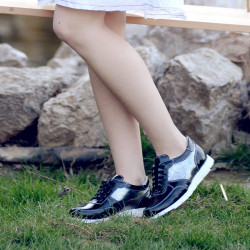 Scarpe sportive da donna 682 vernice nera combinata lifestyle