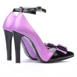 Scarpe eleganti donna 1264 vernice viola+nero